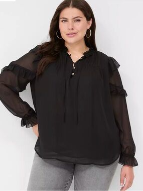 Split-Neck Popover Blouse NWT 24